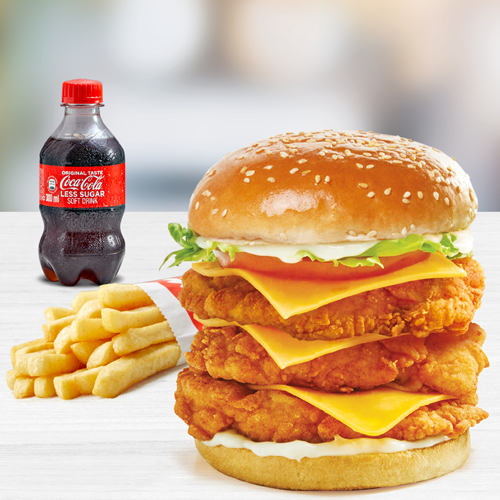 Triiiple Big Boss Burger, Regular Chips and 300ml drink