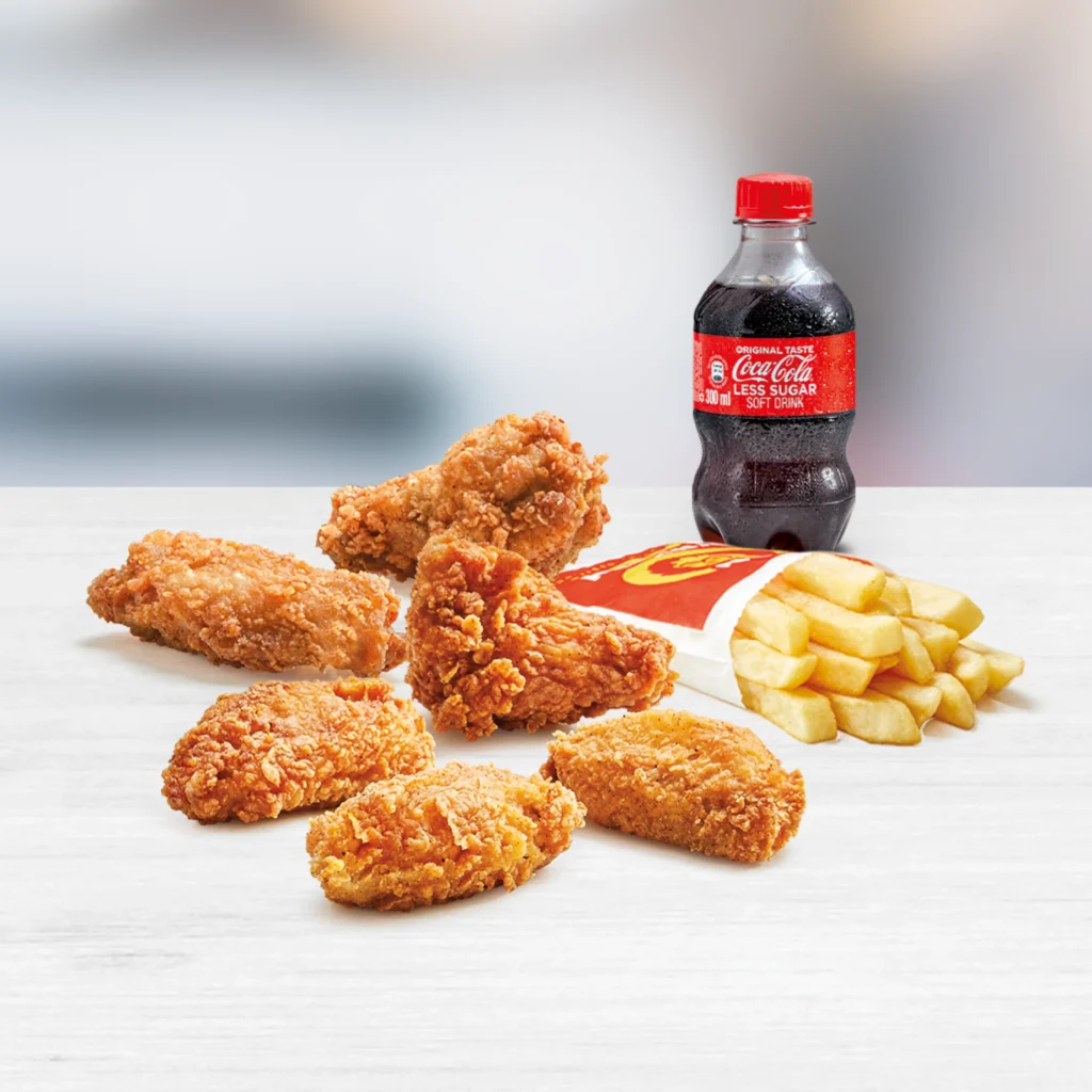 6 ZAMBA SPICY WINGLETS, REGULAR CHIPS & 300ML DRINK